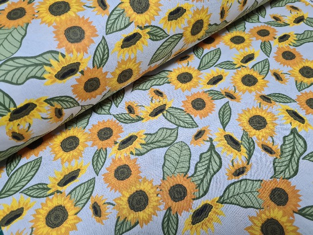 Bavlněná látka 3D tisk metráž šíře 240 cm - Slunečnice