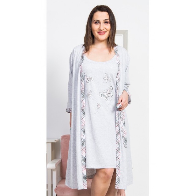 Dámský župan s noční košilí Motýlci vel. 4XL