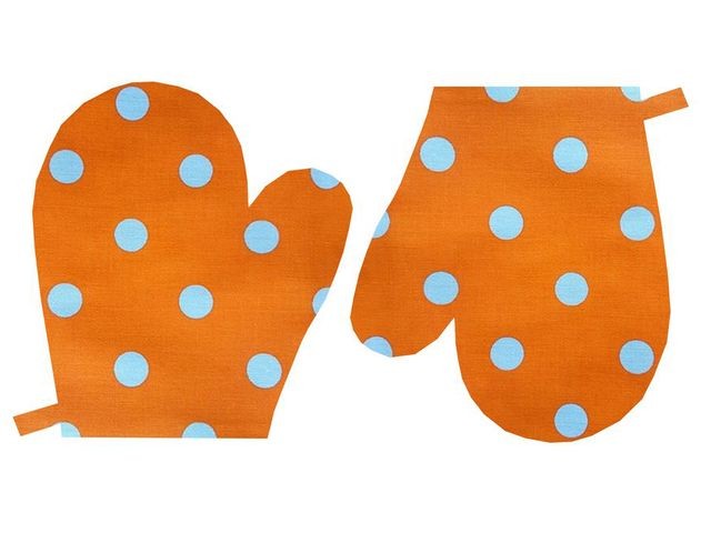 Kuchyňské chňapky Bílý puntík 17mm na oranžové