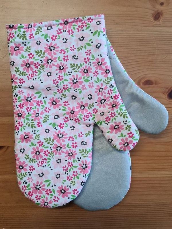 Kuchyňské chňapky s teflonem Červenorůžové kytičky