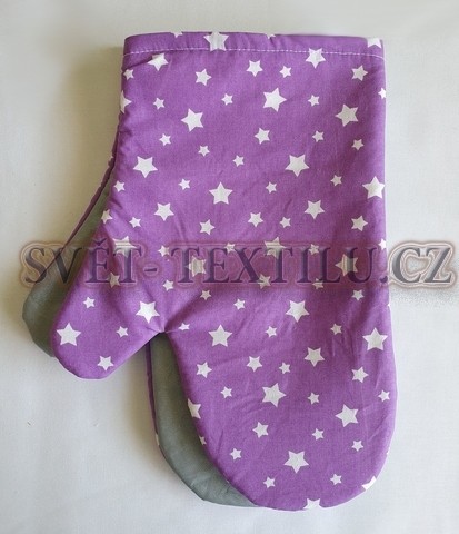 Kuchyňské chňapky s teflonem Hvězdičky na fialové