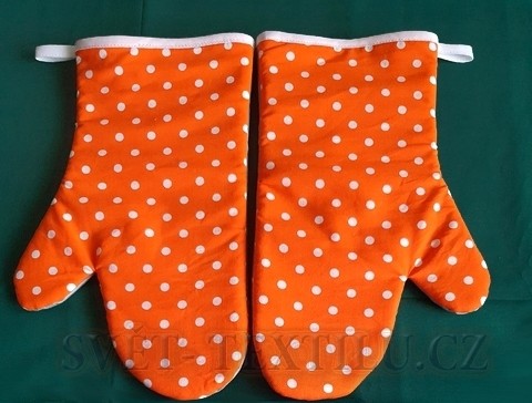 Lemované kuchyňské chňapky Oranžová s puntíkem 7mm