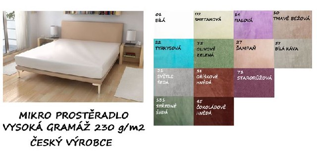 Mikroplyšové prostěradlo 210x210 topper výška 10cm