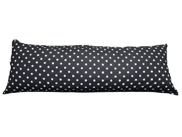 Povlak na dlouhý polštář Černý, bílý puntík 17mm