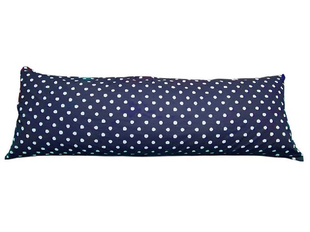 Povlak na dlouhý polštář Tmavě modrý, bílý puntík 17mm