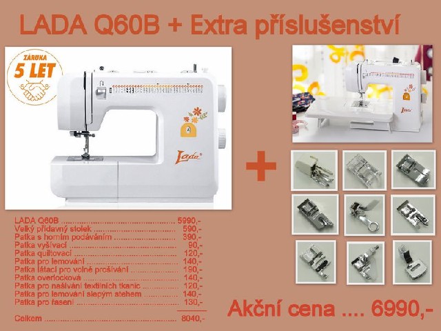  Šicí stroj Lada Q60B + Extra příslušenství