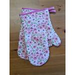 Lemované kuchyňské chňapky Červenorůžové kytičky